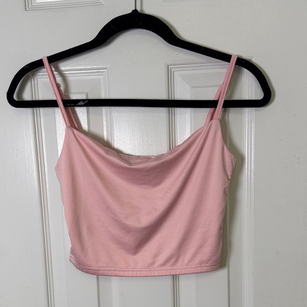 Soft Pink Double Layer Adjustable Strap Cami Tank Buttery Smooth Stretch S Y2K - Picture 2 of 6